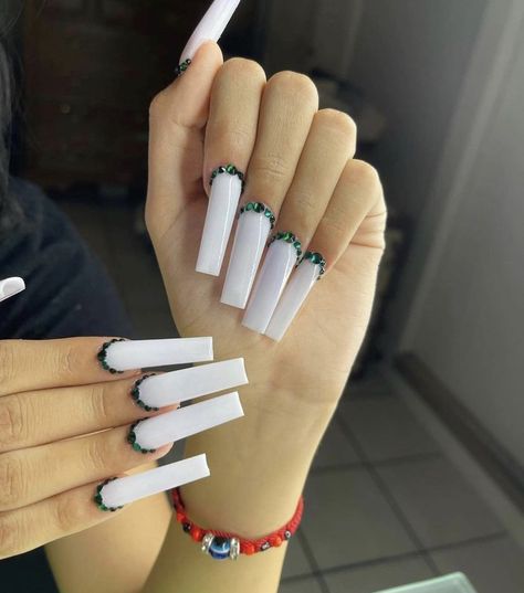 Water Color Nails, Graduation Nails, White Acrylic Nails, Simple Acrylic Nails, French Acrylic Nails, Really Cute Nails, Vacation Nails, Long Square Acrylic Nails, Square Acrylic Nails