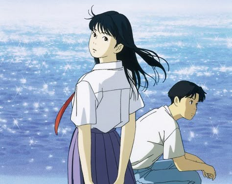 Review: ‘Ocean Waves,’ a Tale of Young Love, Ghibli Style - NYTimes.com Ocean Waves Ghibli Wallpaper, Ocean Waves Anime, Ocean Waves Ghibli, Ghibli Scenes, Ghibli Icons, Ghibli Wallpaper, Art Studio Ghibli, Personajes Studio Ghibli, Ghibli Studios