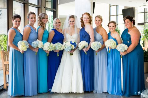 Shades of Blue Bridesmaids Dresses! Azure Blue Bridesmaid Dresses, Azure Blue Wedding, Country Wedding Dresses Bridesmaid, Country Style Wedding Dresses, Royal Blue Bridesmaids, Wedding Mint, Rustic Wedding Gowns, Royal Blue Bridesmaid Dresses, Davids Bridal Bridesmaid Dresses