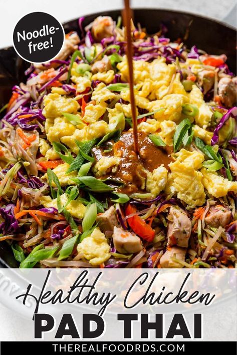 Healthy Chicken Pad Thai, Healthy Pad Thai, Noodles Making, Turkey Dinners, Real Food Dietitians, Chicken Pad Thai, Pad Thai Noodles, Thai Recipe, Pad Thai Recipe