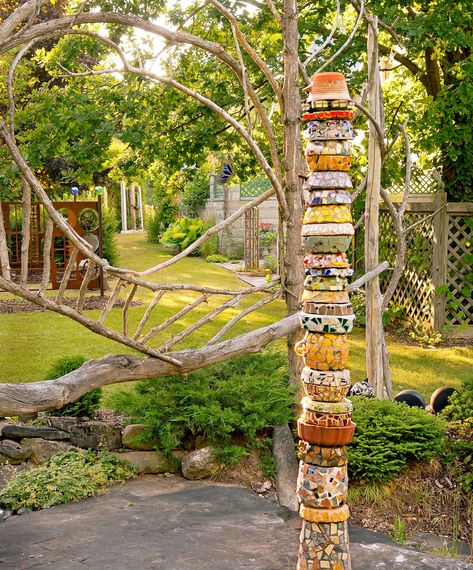 Backyard Mosaic, Magical Yard, Peace Poles, Garden Totem, Art Pole, Garden Totems, Garden Poles, Jello Mold, Mosaic Garden Art