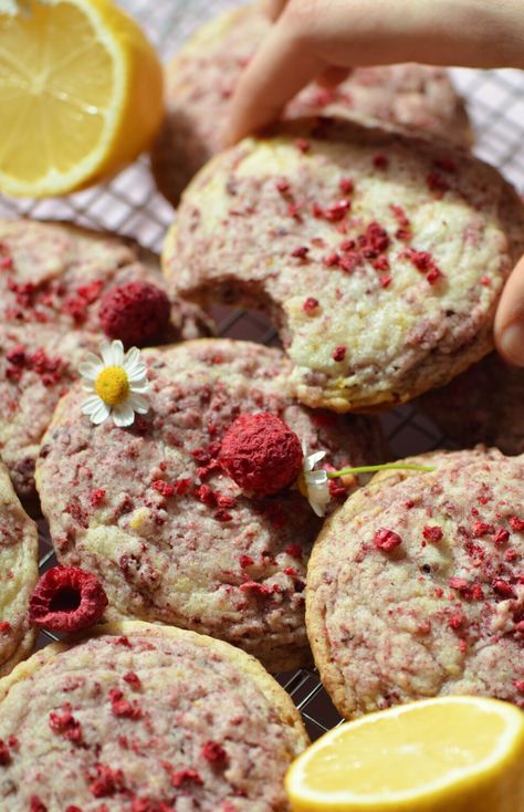 Corrigan Sisters, Lemon Raspberry Cookies, Raspberry Ripple Cake, Raspberry Cookies, Freeze Dried Raspberries, Dried Berries, Dried Raspberries, Dried Lemon, Lemon Flavor