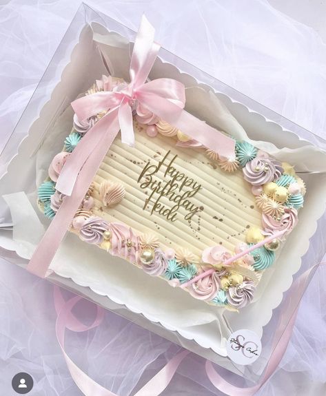 Rectangle Cake With Flowers, Basic Sheet Cake Designs, Pastel Sheet Cake, Square Shape Cake Designs, Rectangular Birthday Cake, Rectangular Cake Decoration Ideas, Elegant Sheet Cake Designs, Cake Designs Easy, Fruit Table Ideas