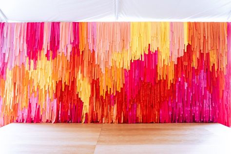 Trending Event Decor, Colorful Stage Design, Photo Activation, Fabric Streamers, Soft Board Decoration, Unique Event Decor, Ribbon Backdrop, Streamer Wall, Diy Streamers