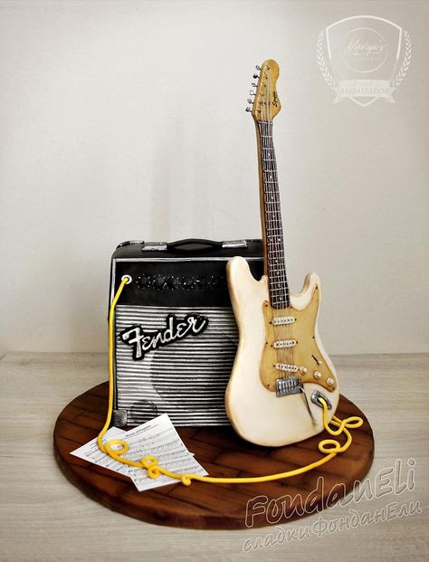 #guitar #handsculpted #handmodelled #handpainted #airbrush #3dcake #cake #cakedecorating #cakeart #cakedecor #cakesdecor Guitar Shaped Cake, Guitar Birthday Cakes, Fender Amp, Music Cakes, Guitar Cake, 3d Cake, Cake Decorating Designs, Hand Model, Gorgeous Cakes