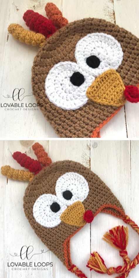 Funny Knitted Hats, Free Crochet Character Hat Patterns, Turkey Crochet Hat Pattern Free, Crochet Funny Hats Free Pattern, Turkey Hat Crochet, Crochet Chicken Hat Pattern Free For Chickens, Crochet Hat Funny, Funny Crochet Hat Patterns Free, Crochet Character Hats Free Pattern Kids