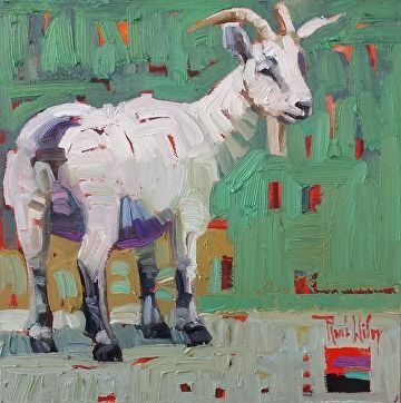 Rene Wiley | OIL | Billy Goat Abstract Goat, Rene Wiley, Photo Snapchat, Goat Paintings, Abstract Realism, Billy Goat, Goat Art, Cubist Art, Cabin Art