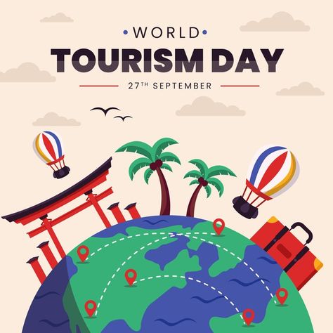 Tourism Day Poster, Sports Day Poster, World Tourism Day, Save Mother Earth, Flat World, Tourism Day, Tourism Poster, Photoshop Pics, Tourism Industry