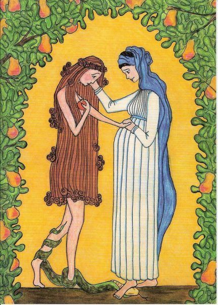 6 Things about Mary and Eve in this Beautiful Image New Eve, Images Of Mary, What Is Christmas, Biblical Art, Powerful Images, Adam And Eve, Catholic Art, Beautiful Drawings, Blessed Mother