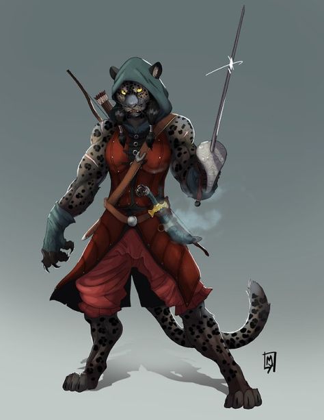 Rogue Arcane Trickster, Tabaxi Rogue, Light Armor, Arcane Trickster, Pathfinder Character, Black Jaguar, Longbow, Pathfinder Rpg, Fantasy Races