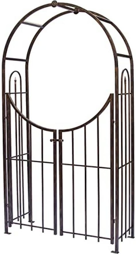 Amazon.com : Panacea Products Arched Top Garden Arbor with Gate, Brushed Bronze : Patio, Lawn & Garden Garden Arch With Gate, Fence With Arched Gate, Archway Gate, Garden Arbors And Trellises, Gated Arbor, Arbor With Gate, Garden Arbor With Gate, Arbor Gate, Metal Arbor