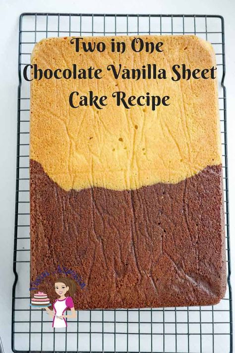 Sheet Cakes Recipes, Half Sheet Cake Recipe, Easy Sheet Cakes, Vanilla Sheet Cake Recipe, Vanilla Sheet Cake, Vanilla Sheet Cakes, Half Sheet Cake, Sheet Cake Recipe, Chocolate And Vanilla Cake