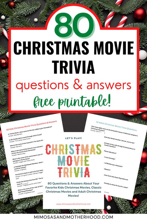 Looking for a fun activity this holiday season? This collection of 80+ Christmas Movie Trivia Questions and Answers is perfect for your next game night or holiday party! Virtual Holiday Games For Work, Christmas Jeopardy Questions, Christmas Jeopardy Questions And Answers, Jeopardy Questions And Answers, Christmas Trivia For Kids, Movie Trivia Questions And Answers, Christmas Party Movie, Free Christmas Movies, Christmas Jeopardy