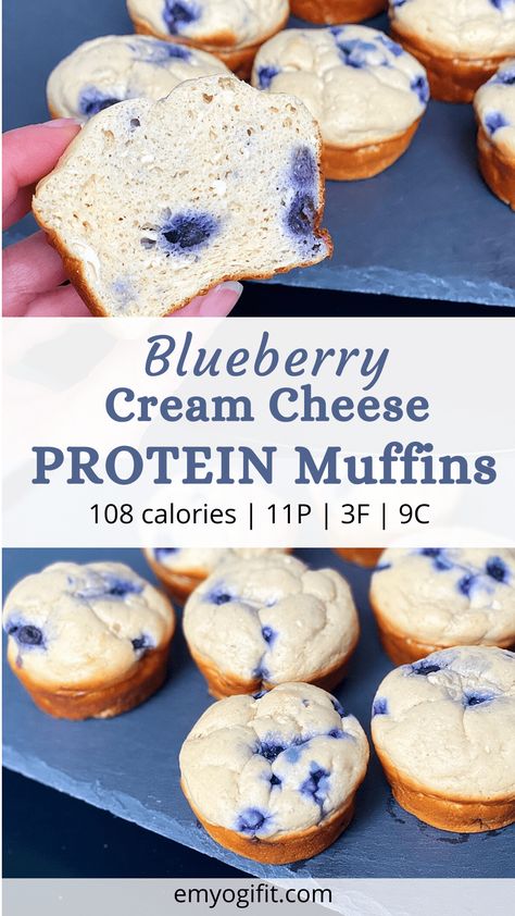 Protein Baking, High Protein Desserts, Healthy Protein Snacks, Low Carb Snack, Protein Muffins, Blueberry Cream Cheese, Protein Powder Recipes, Protein Desserts, High Protein Low Carb