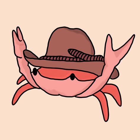 Crab With Cowboy Hat, Worm With Cowboy Hat Tattoo, Frog In Cowboy Hat Drawing, Animals With Cowboy Hats Drawing, Shark With Cowboy Hat Tattoo, Cowboy Shrimp Tattoo, Cute Cowboy Drawing, Minimalist Cowboy Hat Tattoo, Cowboy Animals Drawing