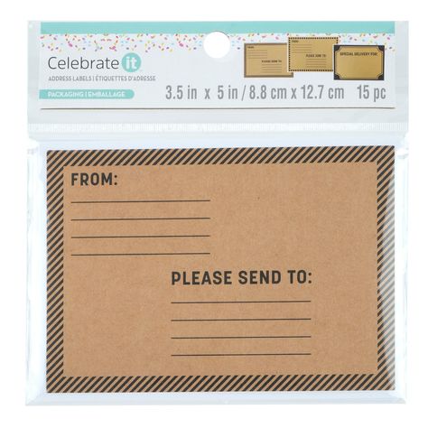 "Buy the Black Kraft Address Labels by Celebrate It™ at Michaels. Dress up your envelopes with these address labels by Celebrate It. Dress up your envelopes with these address labels by Celebrate It. Whether it is your wedding invitations, birthday party invitations or thank you notes, these labels add a pretty touch to your mail. Details: Brown and black 3.5\" x 5\" (8.8cm x 12.7cm) 15 pieces Paper and glue | Black Kraft Address Labels by Celebrate It™ | 3.5\" x 5\" | Michaels®" Address Labels, Thank You Notes, Birthday Party Invitations, Party Invitations, Gift Tags, Envelope, Best Gifts, Wedding Invitations, Birthday Party