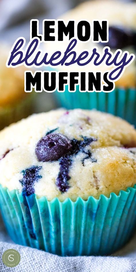 close up of baked muffin Lemon Blueberry Muffins Recipes Easy, Easy Lemon Blueberry Muffins, Cleverly Simple, Blueberry Lemon Muffins, Fluffy Muffins, Delicious Breakfast Casserole, Breakfast Cakes, Homemade Recipes Dessert, Chicken Ham