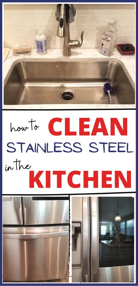 Cleaning Stainless Steel Appliances, Stainless Steel Farmhouse Sink, Clean Stainless Steel, Baking Soda Cleaning, Kitchen Design Diy, Stainless Steel Cleaner, Diy Cleaning Hacks, Stainless Steel Refrigerator, Clean Sink