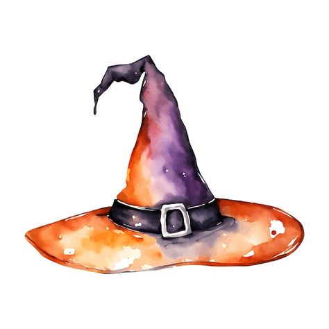 Witch Watercolor, Halloween Witch Hat, Halloween Hats, Fall Watercolor, Poster Maker, Business Card Maker, Poster Invitation, Witch Hat, Halloween Witch