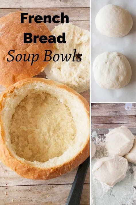 Soup Bread Bowls Recipe, How To Make A Bread Bowl For Soup, Bread For Bread Bowls, Breads To Go With Soup, Panera Bread Bowl Recipe Copycat, Sour Dough Bread Bowls For Soup, Home Made Bread Bowls, Pasta In Bread Bowl, Chili Bread Bowl Recipe