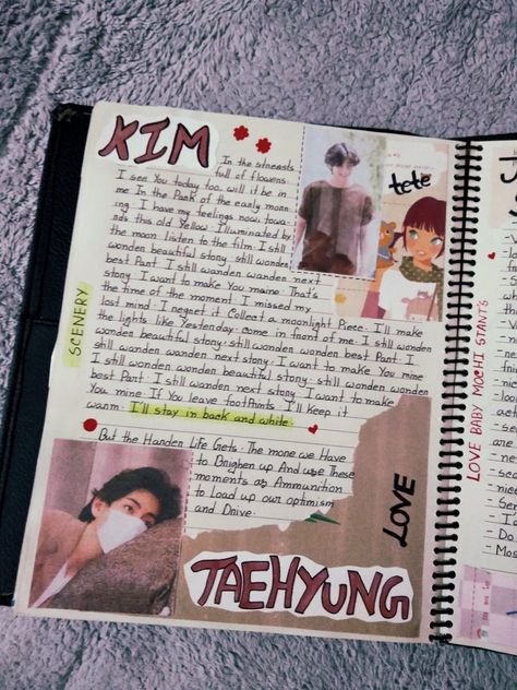 Taehyung Journal Ideas, Kim Taehyung Journal, Taehyung Journal, Bts Earrings, Cute Journals, Diary Ideas, Vintage Journal, Beautiful Stories, Journal Entries