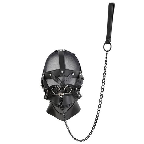 PRICES MAY VARY. One Size Fits Most: Free size of this hooded head mask fits most unisex adults and teens, It is designed for a better fit on any body size on men or women. Material: High quality vegan leather and silver metal accessories, perfect gift for yourself, your friend or cosplay lovers! Versatile Use: Whether you're in a costume party, cosplay event, or simply want to have some fun, our black pu leather mask is the perfect accessory to complete your freak-themed outfit. Feature:This bl Styl Emo, Face Mask Costume, Head Harness, Dungeon Room, Gothic Cosplay, Mask Costume, Head Mask, Head Gear, Leather Mask