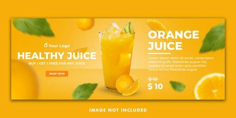 Orange juice drink menu facebook cover b... | Premium Psd #Freepik #psd Business Drinks, Orange Juice Drinks, Poster Promotion, Restaurant Promotions, Christmas Facebook Cover, Valentine Template, Big Burgers, Fast Food Menu, Advertising Ideas