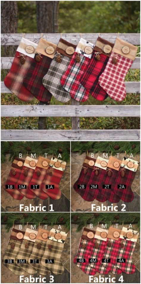 Christmas Flannel Stockings Flannel Upcycle, Old Flannel, Stockings Diy, Rustic Christmas Stocking, Sewing Christmas, Christmas Getaways, Christmas Stockings Diy, Christmas Flannel, Flannel Shirts