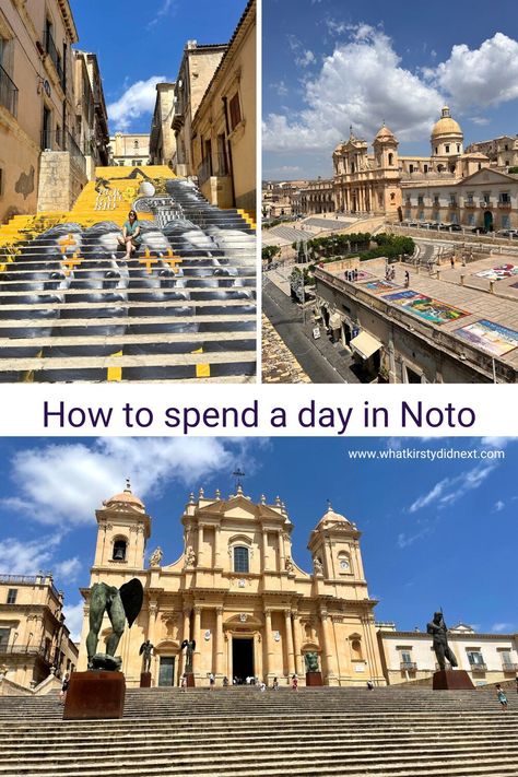 Noto is a beautiful Baroque city in Sicily and definitely worth visiting for the day if you're in Catania or Syracuse! Baroque Cathedral, Noto Sicily, Syracuse Sicily, Catania Sicily, 3 Days Trip, San Domenico, San Carlo, Baroque Architecture, Germany And Italy