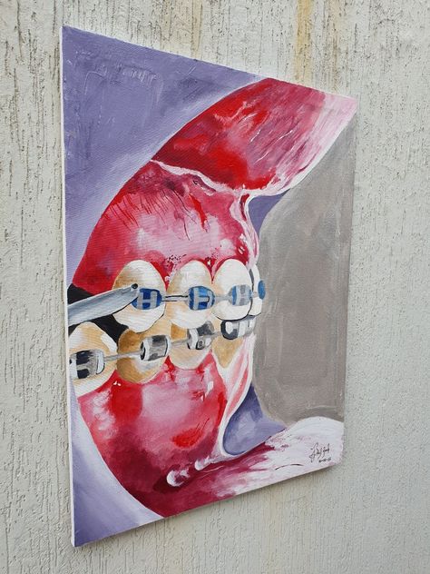 Dentist Painting Ideas, Dentist Painting, Dental Painting, Medical Collage, Dentistry Art, Dental Wall Art, Tooth Art, Dentist Art, Teeth Art