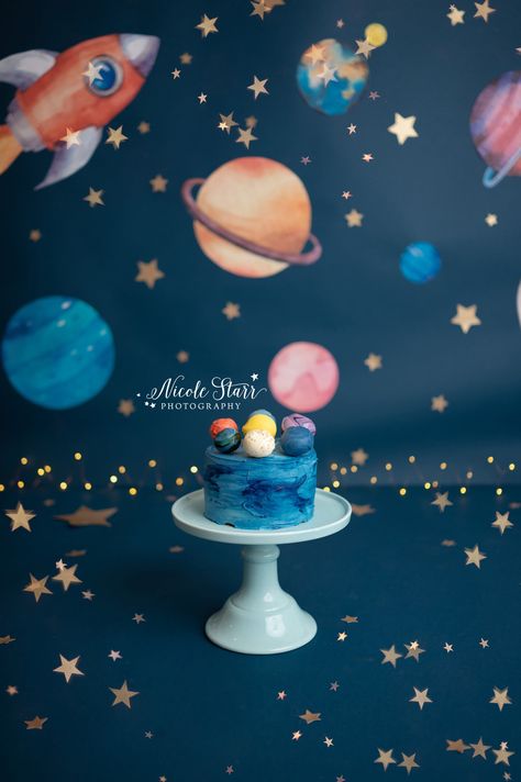 Outer Space Cake Smash, Space Themed Cake Smash, Outer Space Smash Cake, Space Themed Smash Cake, First Trip Around The Sun Cake Smash, Space Smash Cake, Space Cake Smash, Outer Space Cake, Adventure Cake