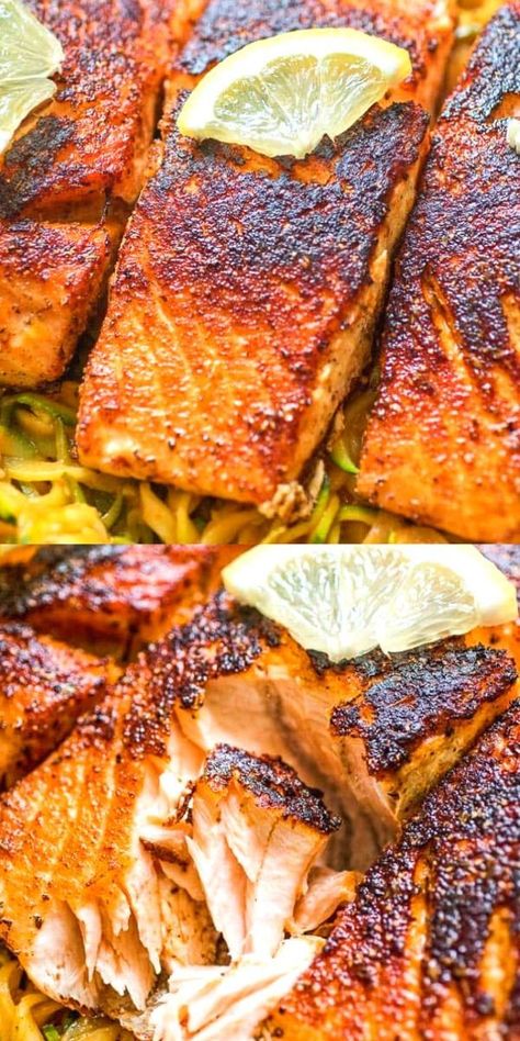 Easy Salmon Dinner, Lunch Keto, Grilled Salmon Recipes, Blackened Salmon, Keto Salad, Best Seafood Recipes, Decorações Com Comidas, Easy Salmon Recipes, Salmon Dinner