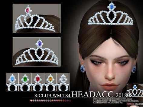 S-Club ts4 WM Headacc F 201808 The Sims 4 Nails, Sims4 Accessories, Sims Accessories, Cc Accessories, Sims 4 Male, Sims 4 Nails, Male Crown, Alpha Cc, Crown Collection