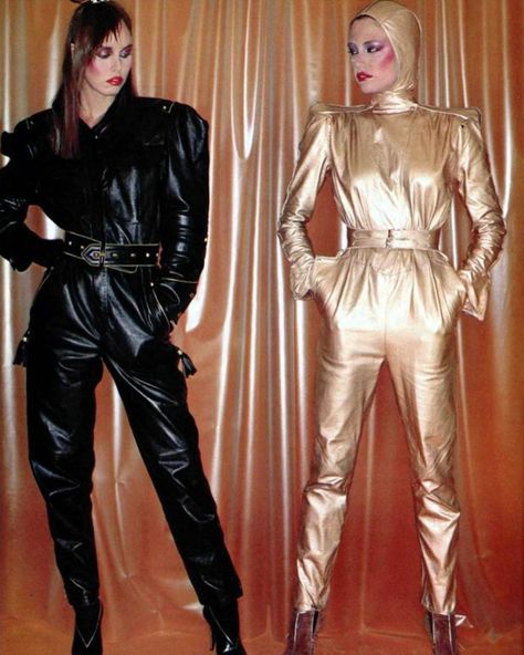 Disco Lemonade, Azzedine Alaïa, Claude Montana, 1980's Fashion, Leather Jumpsuit, 70’s Fashion, Leder Outfits, Jumpsuit Men, 1980s Fashion