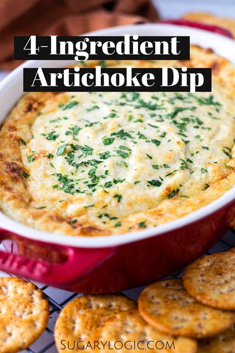 Say goodbye to complicated appetizers and hello to this 4-Ingredient Artichoke Dip. The secret to this easy appetizer recipe lies in jarred marinated artichokes. The dip is ready in minutes and perfect for gatherings or a cozy night in. Hot Artichoke Dip Recipe, Artichoke Dip Recipe Easy, Baked Artichoke Dip, Artichoke Appetizer, Artichoke Dip Easy, Spinach Artichoke Dip Easy, Marinated Artichokes, Hot Artichoke Dip, Baked Artichoke