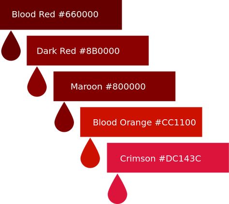 File:Blood color palette.svg - Wikimedia Commons Colour Palette Maroon, Blood Color Palette, Blood Red Dress, Blood Red Colour, Bohemian Branding, Red Paint Colors, Blood Red Color, Pantone Colour Palettes, White Knight