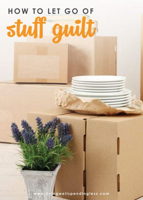 Ever struggle with feeling guilty about getting rid of stuff?  You are not alone!  Stuff guilt is one of the biggest obstacles to living clutter free. Don't miss these tips on how to get rid of stuff guilt, and clear the clutter for good!  How to Let Go of Stuff Guilt | Declutter Without Feeling Guilty | Decluttering Ideas | Clutter Free via @lwsl Getting Rid Of Stuff, Get Rid Of Stuff, Clear The Clutter, Clutter Solutions, Clutter Control, Decluttering Ideas, Feeling Guilty, Getting Rid Of Clutter, Declutter Your Life