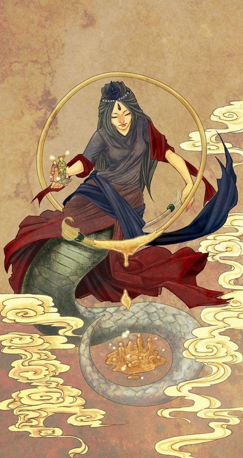 World Mythology, Chinese Mythology, Heaven And Earth, Sacred Feminine, Art Japonais, Goddess Art, First Humans, Arte Fantasy, Gods And Goddesses