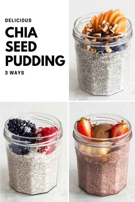 Full instructions on how to make Chia Seed Pudding 3 ways. Chocolate chia seed pudding, chia seed pudding recipe with coconut milk and with almond milk. Easy ways to make it vegan, keto and paleo! Almond Milk Chia Seed Pudding, Chia Seed Pudding Almond Milk, Dessert Restaurant, Chocolate Chia Seed Pudding, Pudding Chia, Chia Seed Recipes Pudding, Breakfast Low Carb, Chia Seed Recipes, Overnight Oat