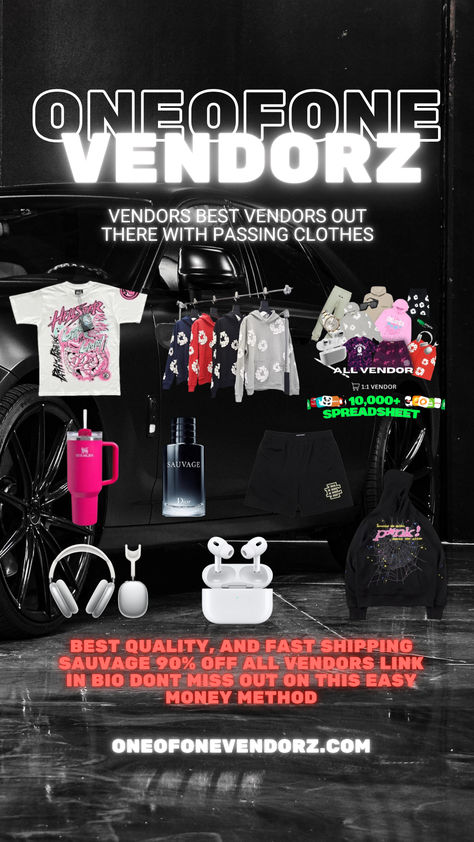 BEST VENDORS OUT THERE WITH PASSING CLOTHES, BEST QUALITY, AND FAST SHIPPING
90% OFF ALL VENDORS LINK IN BIO

http://Oneofonevendorz.com

 #foryou #reels #explorepage #viral #trending #reseller #resellercommunity #ecom #ecommerce #entrepreneur Easy Money, Starter Kit, Link In Bio, The Creator, Shop My, Tools, Quick Saves, Clothes