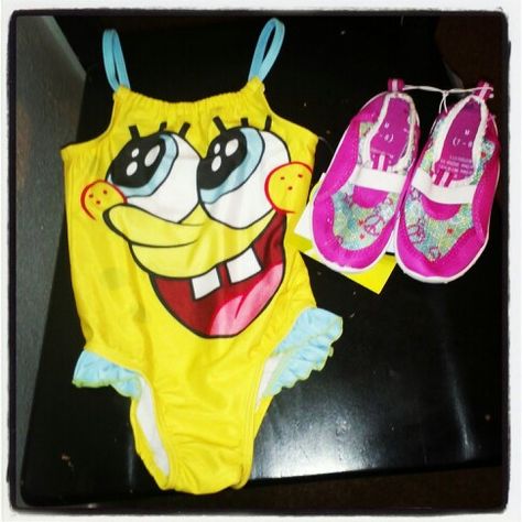 My daughters new spongebob bathing suit for the lake!! So cute! Spongebob Bathing Suit, Funny Bathing Suits, My Daughters, Bathing Suit, Bathing Suits, So Cute, Lake, Wardrobe, Funny