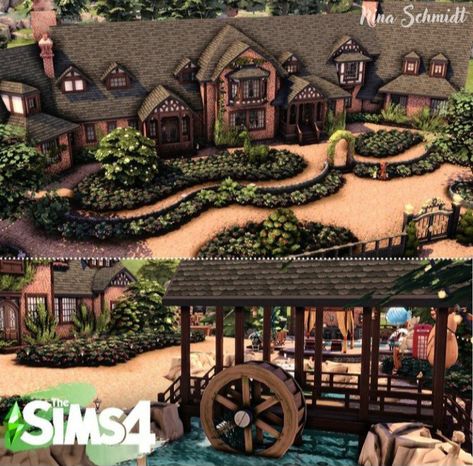 Sims 4 Country Estate, Sims Apartment, Manhwa Background, Ts4 Builds, Sims 4 Restaurant, Sims 4 Houses Layout, Country Mansion, Wayne Manor, Sims Houses