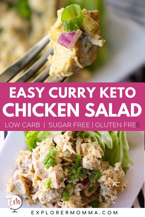 Keto Curry Chicken, Keto Chicken Salad Recipe, Keto Curry, Curry Chicken Salad, Salad Recipes Low Carb, Keto Chicken Salad, Almond Chicken, Low Carb Meal, Easy Curry