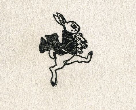 A rabbit illustration from the last page of the book "Janice in Tomorrowland", a nod "Alice in Wonderland" Wonderland Tattoo, Rabbit Tattoos, Rabbit Illustration, Tattoos Geometric, Dope Tattoos, Simplistic Tattoos, Pretty Tattoos, Tiny Tattoos, Tattoo Sketches