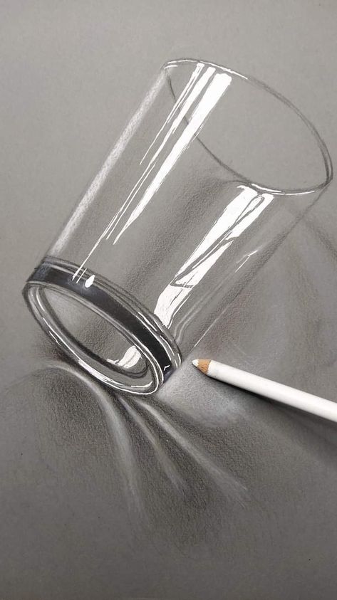 Charcoal Pencils Drawings, Glass Reflection Drawing, Cool Reference Photos Objects, Glass Reference Photo, Glass Shading Drawing, Inanimate Objects Drawing, How To Draw Cracks, Glass Pencil Sketch, Realistic Drawings Of Objects