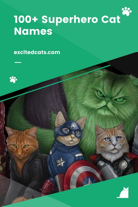 Cape-toting, spandex-wearing, life-saving… SUPERHEROS! If you are a fan of the superhero world with the likes of Marvel and DC creations, we have the ultimate list of Superhero cat names for you! Whether you’ve been a longtime fan of the comic books, or have more recently become a follower because you’re a sucker for a great action movie, superheroes continue to be an ever-growing phenomenon. Read more! #superherocatnames #cutecatnames #uniquecatnames #excitedcats #catowners #catsoftheworld Cat Names Girl, Cat Names Ideas, Thor Cat, Marvel Names, Female Avengers, Unique Cat Names, Cute Cat Names, Cat Movie, Black Cat Marvel