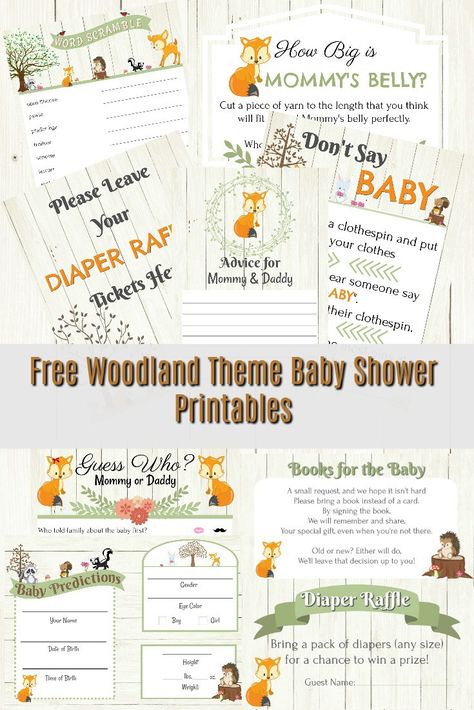 Free Woodland Themed Baby Shower Printables #freeprintable #woodland #babyshowergames #babyshowerideas Shower Checklist, Woodland Theme Baby, Woodland Creatures Baby Shower, Gratis Printables, Fox Baby Shower, Free Baby Shower, Baby Shower Woodland Theme, Animal Baby Shower, Baby Shower Planning