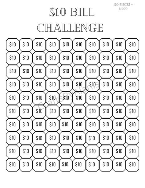 10 Dollar Challenge Savings Plan, 10 Dollar Challenge, 1000 Dollar Savings Plan, $10 Challenge Savings, 10 Thousand Dollar Saving Plan, 1000 Savings Challenge Printable Free, 10 Savings Challenge, Budget Challenge Saving Money, 1000 Dollar Savings Challenge