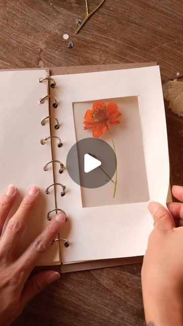 Pressed Flower Notebook, Book Diy Ideas, Dried Flower Book, Pressed Flower Journal, Strawberry Container, Napkin Crafts, Pressing Flowers, Floral Crafts, Book Cover Page