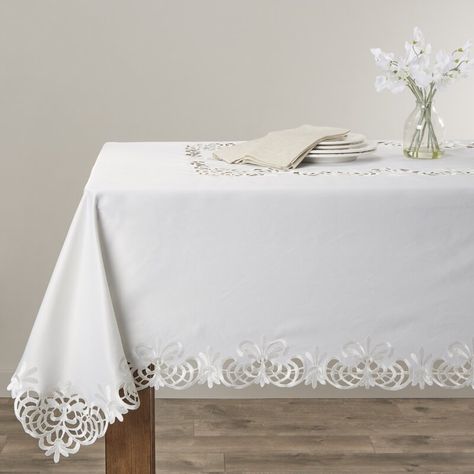 Bungalow Rose Rumsey Tablecloth & Reviews | Wayfair Ivory Table Cloth, Waterford Bedding, Striped Table Runner, Striped Table, Tablecloth Sizes, Embroidered Tablecloth, Floral Tablecloth, Lace Tablecloth, Square Tablecloth